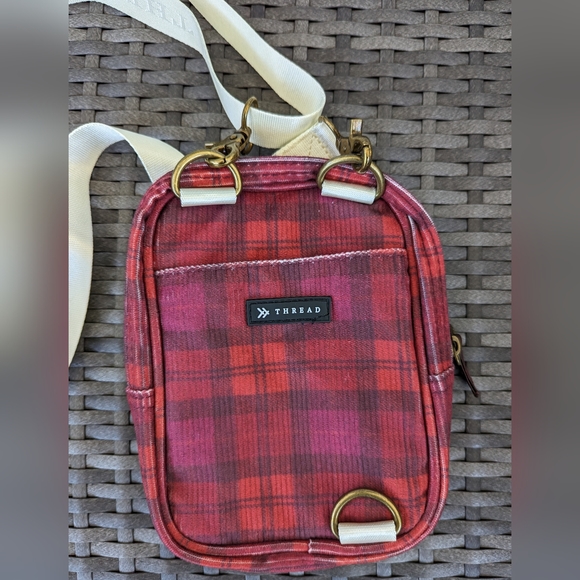 New! Thread Wallets Red Plaid Corduroy Crossbody Bag Fanny Pack - Picture 4 of 5